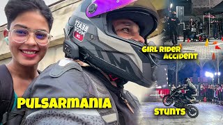 Girl rider ka accident ho gya Pulsarmania event mai 😭 Stunt show ft Hell Ryderz 🔥 [upl. by Aggie]