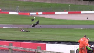 Storm Staceys Big Free Practice 2 Crash 2024 BSB Weekend At Donington Park 2024 Friday [upl. by Margalit]