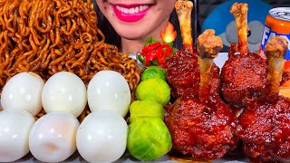 ASMR BLACK BEAN NOODLES SOFT BOILED EGGS CHICKEN LOLLIPOP MASSIVE Eating Sounds [upl. by Slosberg926]