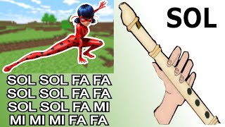 Miraculous ladybug flauta dulce fácil tutorial con animación easy flute recorder [upl. by Lasky533]