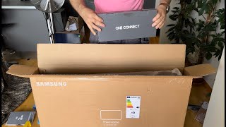 2022 43quot Samsung the frame unboxing and wall mounting [upl. by Eilojne]