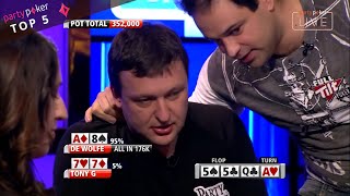 Top 5 Hands  Premier League Poker 4  Poker Legends  Live Poker  partypoker [upl. by Goth541]