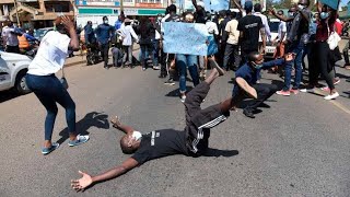 Drama as Machakos university students engage police in running battles [upl. by Etnaik]