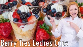 EASY Berry Tres Leches Dessert Cups Perfect for PARTIES Picnics amp BBQs [upl. by Setsero]