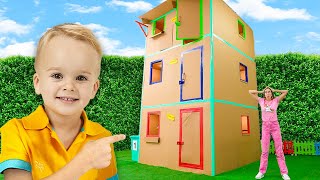 Giant Cardboard House  Funny Kids Adventures [upl. by Leizar]