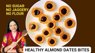 Healthy Sweets  Almond Dates Mithai  No Sugar No Jaggery No Flour  Protein Rich  Diwali Special [upl. by Nahs891]