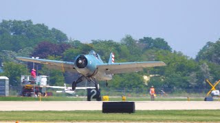 Grumman F4F Wildcat and Curtiss P40 Warhawk Landing at Oshkosh for EAA AirVenture 2021 4K Video [upl. by Larret]