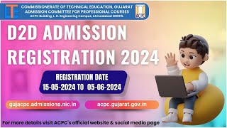 ACPC  D2D Admission Registration Process 2024 Diploma to Degree Engineering  Pharmacy [upl. by Ainimreh23]