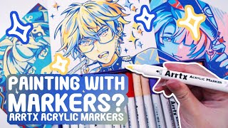 Painting With Markers Lets Try Out Arrtx Acrylic Markers [upl. by Colton]