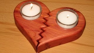 easy scroll saw project  a broken heart candle holder  woodworking [upl. by Adnwahsar]