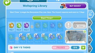 The Sims Freeplay 35 Sim Springs Wellspring Library [upl. by Ahsaek890]