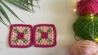 Çiçekli Kare Motif Yapımı 🌸 Beautiful Floral Crochet Motif Making [upl. by Hubert]