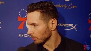 JJ Redick  Postgame vs Nets 4318 [upl. by Atnovart]