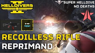 Reprimand amp Recoilless Rifle Gameplay  HELLDIVERS 2 10 difficulty no deaths [upl. by Hadnama]