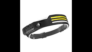 Induction Headlamp COB LED Head Lamp with Builtin Battery Flashlight USB Rechargeable Head Lamp [upl. by Ilhsa]