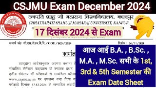 CSJMU December exam CSJMU Exam Date Sheet 2024  CSJMU 1st 3rd amp 5th semester exam date sheet 2024 [upl. by Yggam256]