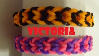 Bracelet elastique Victoria tuto francais rainbow loom bands [upl. by Medovich720]