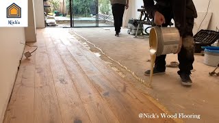 How To Install Engineered Hardwood Flooring Glue Down  Time Lapse [upl. by Eronel]