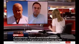 Dimitrios Buhalis BBC News Interview 3July2020 Britain opens borders for travel without quarantine [upl. by Madaih918]