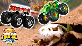 Hot Wheels Monster Trucks Go Downhill Racing 🚗 🔥  Monster Truck Videos for Kids [upl. by Gavriella]