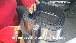 HOW TO REMOVE AIR FRYER BASKET  AIR FRYER RECIPES  CLEANING AIR FRYER BASKET  ABBY VARIETIES TV [upl. by Tamar42]