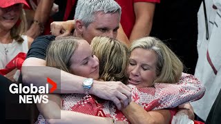 Olympics 2024 Summer McIntosh’s family celebrate quotsurrealquot moment she won gold for Canada [upl. by Gertrud]