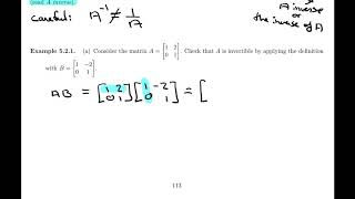 Linear Algebra 52  The Inverse of a Matrix 1 of 5 [upl. by Naired]