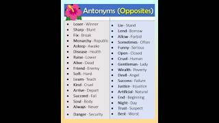 Antonyms opposites  ll Opposite words in English ll shortsfeed trendingshorts [upl. by Nilrah946]