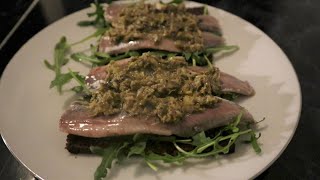 Salted Herring on Rye Bread with Caper Dressing  Jans Kitchen  Jan Tom Yam [upl. by Yrtnahc]