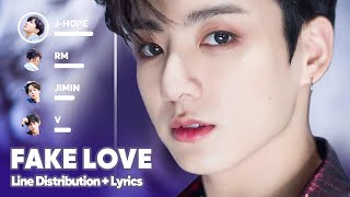 BTS  FAKE LOVE Line Distribution  Lyrics Karaoke PATREON REQUESTED [upl. by Elwira529]