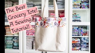 My favorite grocery tote A FREE easy sewing tutorial [upl. by Eanram]