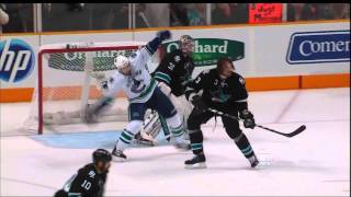 Dan Hamhuis Goal  Canucks Vs Sharks  R3G3 2011 Playoffs  052011  HD [upl. by Yezdnil]