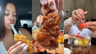 Tiktok mukbang compilation  66  seafood wingstop and more [upl. by Haag]