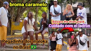 broma caramelo  pegadinha dos maloka  beware the thief prank [upl. by Cy]