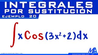 Integral de Coseno  Integrales por Sustitución  Cambio de variable  Ejemplo 20 [upl. by Cowen4]