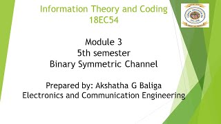 VTU ITC 18EC54 M3 L6 Binary symmetric channel [upl. by Aidnic]