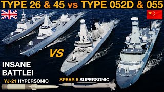 UK Type 26 Frigate amp Type 45 Destroyer vs China Type 055 amp 052D Destroyers Naval Battle 100  DCS [upl. by Llaccm211]