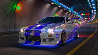 Nissan Skyline GTR R34  Ambient Tunnel Drive  4K Ultra HD 60fps [upl. by Lamoree]