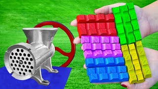 EXPERIMENT COLORFUL CHOCOLATE BARS VS MEAT GRINDER [upl. by Nive]