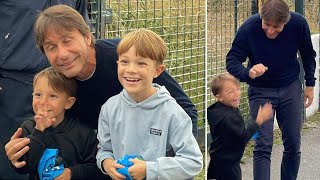 CONTE fa emozionare tutti guardate che tenerezza con i bambini napoletani 😍💙 [upl. by Blynn221]