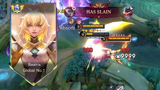 TOP 1 GLOBAL BEATRIX UNLOCKED A NEW 1HIT BUILD😱must try MLBB [upl. by Hut]