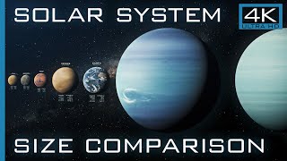 Solar System  Size Comparison 4K UHD [upl. by Hnahym]