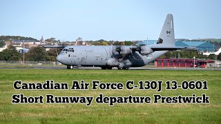 Canadian Air Force C130J  short runway departure Prestwick [upl. by Guildroy]