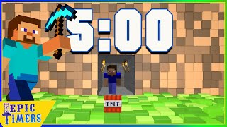 New five Minute Countdown Timer Minecraft with music and explosion alarm [upl. by Lentha]