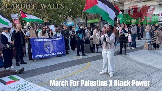 March For Palestine X Black Power Canal Quarter Cardiff [upl. by Lentha577]