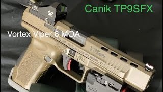 Canik TP9SFX Vortex Viper 6MOA Red Dot Laser Light Cain Arms Magwell First Shots bingbangboom [upl. by Alyks]