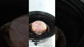 Gammon joint in slow cooker just brown sugar no liquid added food cooking 😁👍 [upl. by Semela72]