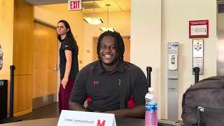 Maryland Football OnCampus Media Day DL Tommy Akingbesote [upl. by Lalo]