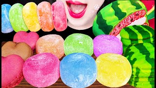 ASMR Rainbow Mochi Rice Cake Tteok 레인보우 찹쌀떡 모찌 먹방 Mukbang Eating [upl. by Assenab]