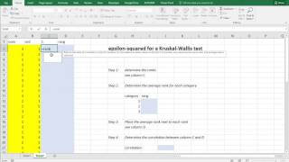 Excel  Epsilon squared for Kruskal Wallis test quick [upl. by Maggi]